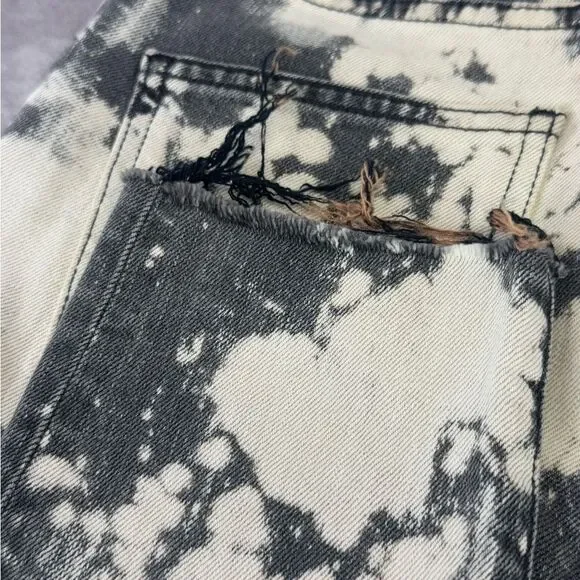 Gucci Tiger Flower Embroidery Bleach Denim Women's High Waist Skinny Jeans 25